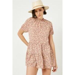 NWT Hayden Los Angeles Ruffle Neck Paisley Tiered Mini DressSize Small